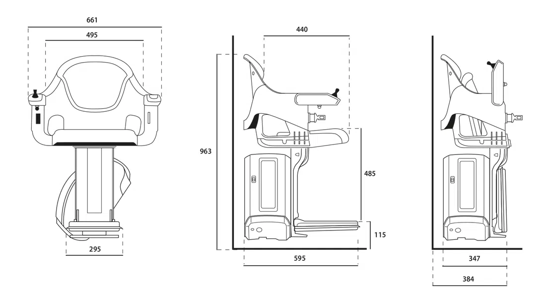 Schema caracteristiques encombrement homeglide
