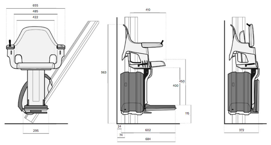 Schema dimensions homeglide exterieur